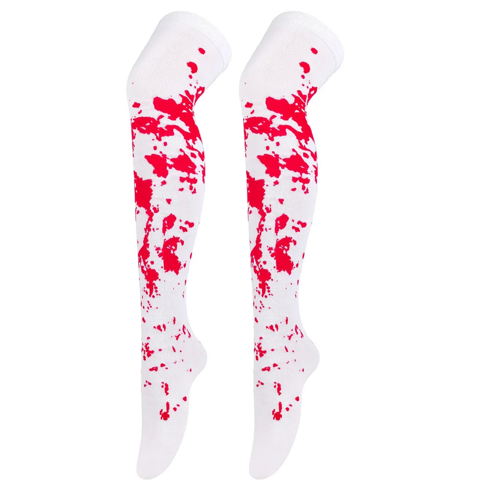 Halloween Stockings Blood Bat Spider Web Socks Festival Dress Up Props Cosplay Makeup Ball Party Skull Head Bone Long Socks New
