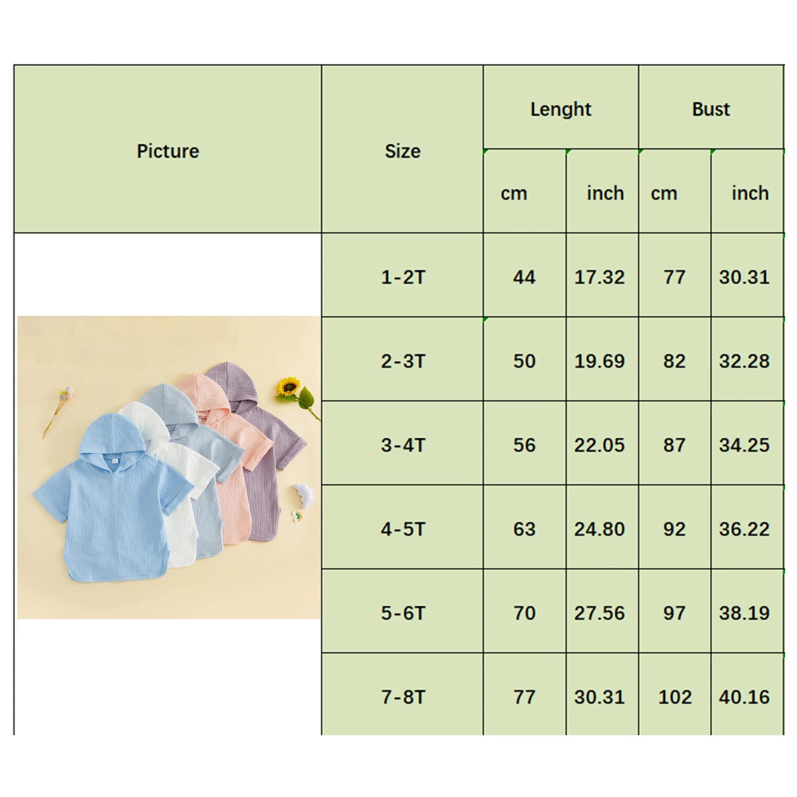 Suefunskry Kids Swim Cover-up, Toddler Hooded Bath Towel Solid Color Beach Clothes for Girls Boys