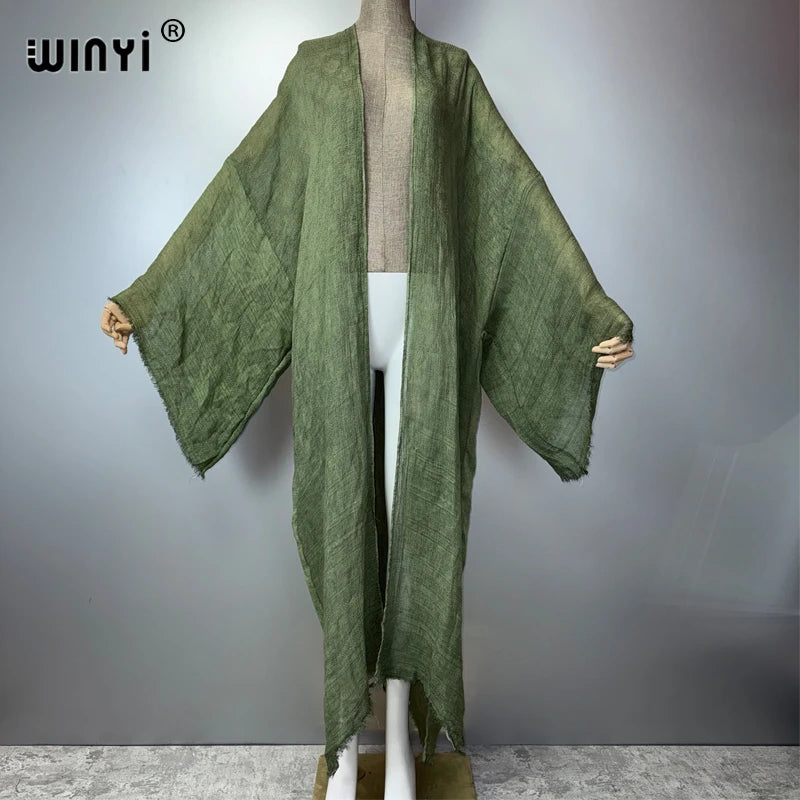 WINYI  high quality comfortable Women Soft Cardigan Loose Dress Party Boho Maxi beach Holiday Swimming Cover ups Africa Kimono