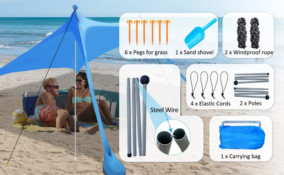 Camping Tent Windproof Pop Up Awning Outdoor Beach Sun Shade UV Ultralight Beach Canopy Tents for Camping Fishing Picnics