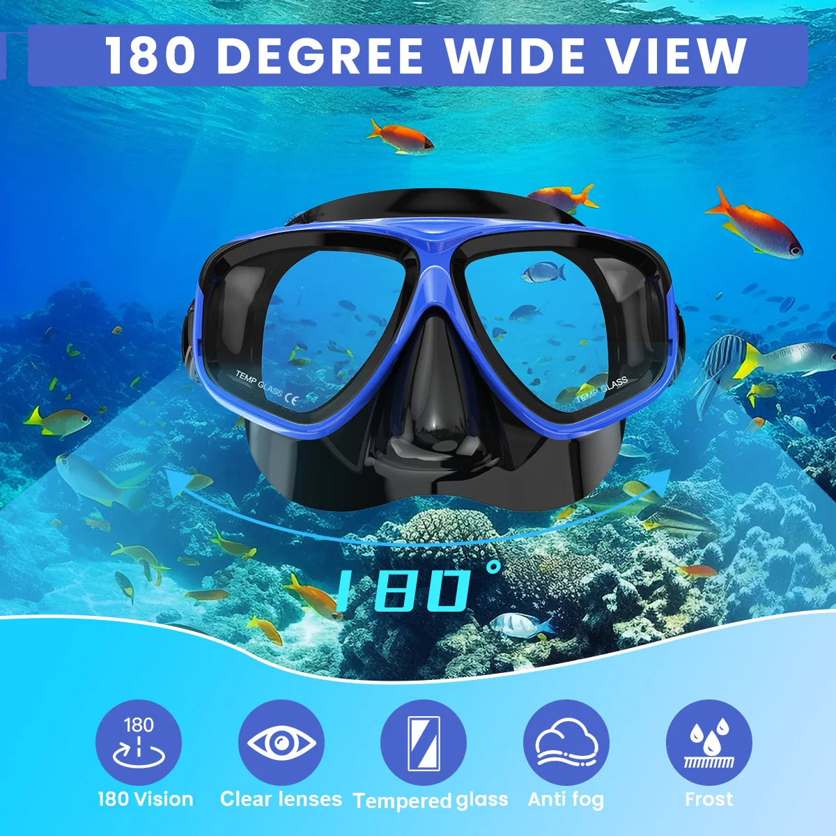 Diving Mask Optical Nearsighted Myopia Diving Glass Scuba Swimming Googles Tempered Glasses Short-Sighted Reading -1.0 to -9.0