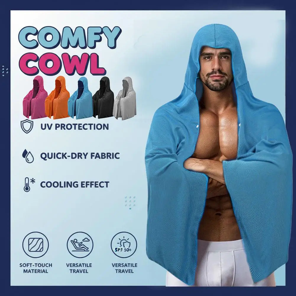 Cooling Hooded Towel Poncho UV Protection Sun Shield for Swimming Beach Pool Outdoor Sports Wipe Sweating Towel