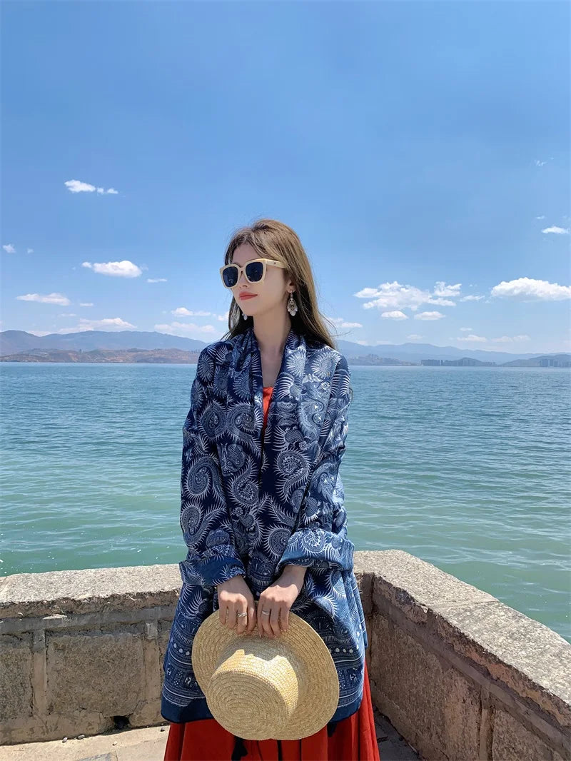 Fashions 90x180cm Twill Cotton Pareo Beach Cover-Ups Women Large Beach Dress Bikini Bathing Swimwear Cover Up Sarong Wrap Scarf