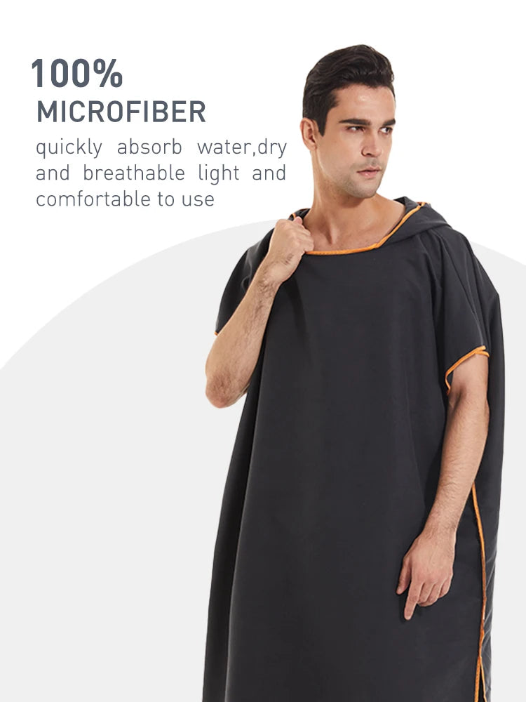 Quick Dry Changing Robe Hooded Absorbent Bathrobe Super Absorbent Bath Towel for Swimming Fitness Yoga Beach