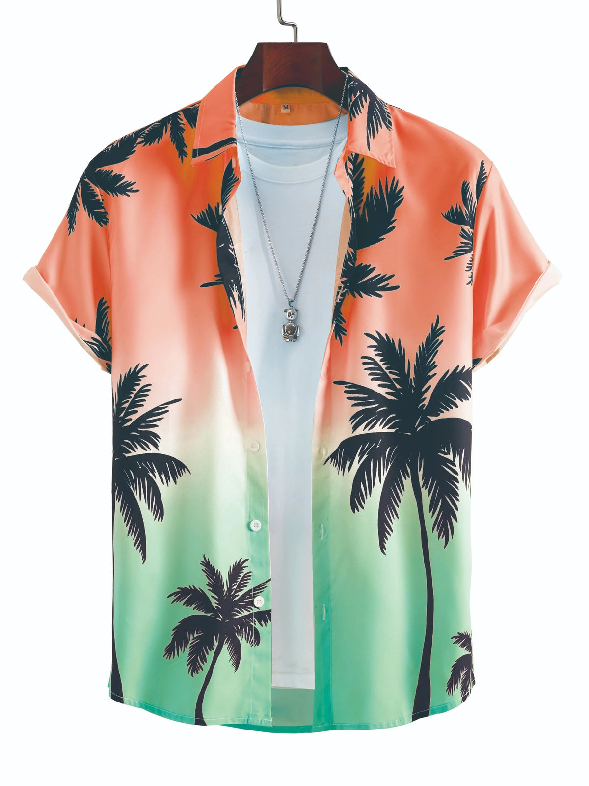 Tropical Coconut Tree Pattern Men's Short Sleeve Button Down Lapel Shirt For Summer Resort Holiday Hawaiian Style oversized tops