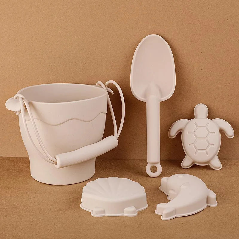 TYRY.HU 8pcs/set Children Toys Silicone Beach Toy Set with Bucket and Six Accessories Fun Outdoor Play Sand for Kids