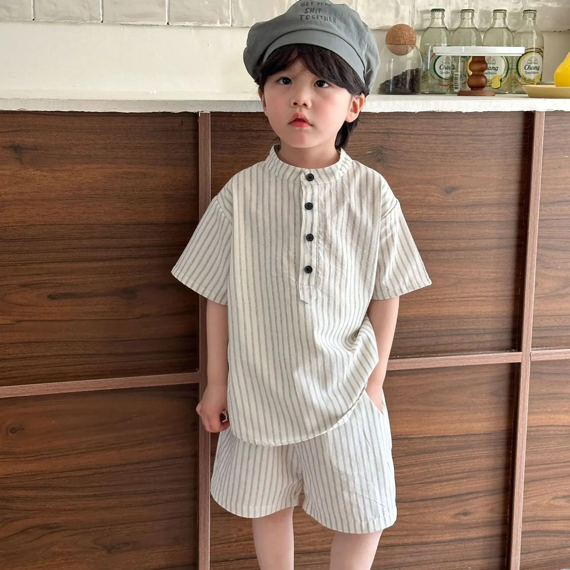22004 Brother Sister Clothes Summer New Short Sleeve Stripes Baby Boy's Suit Or Cotton Girl Dress