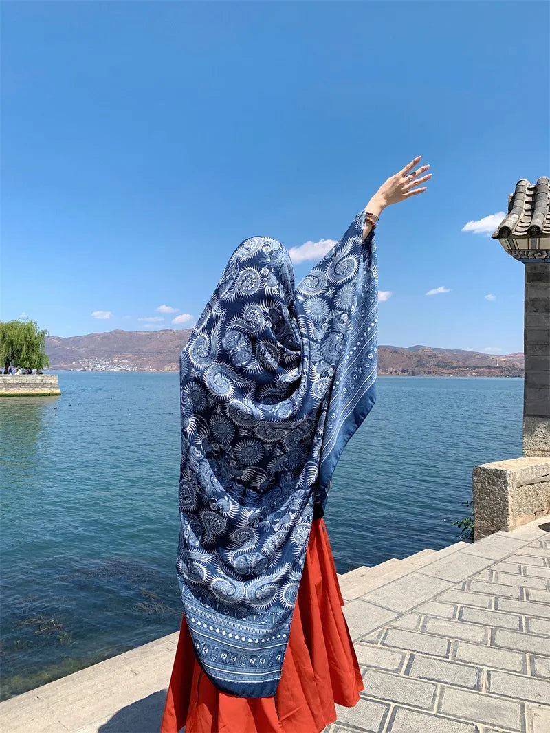 Fashions 90x180cm Twill Cotton Pareo Beach Cover-Ups Women Large Beach Dress Bikini Bathing Swimwear Cover Up Sarong Wrap Scarf
