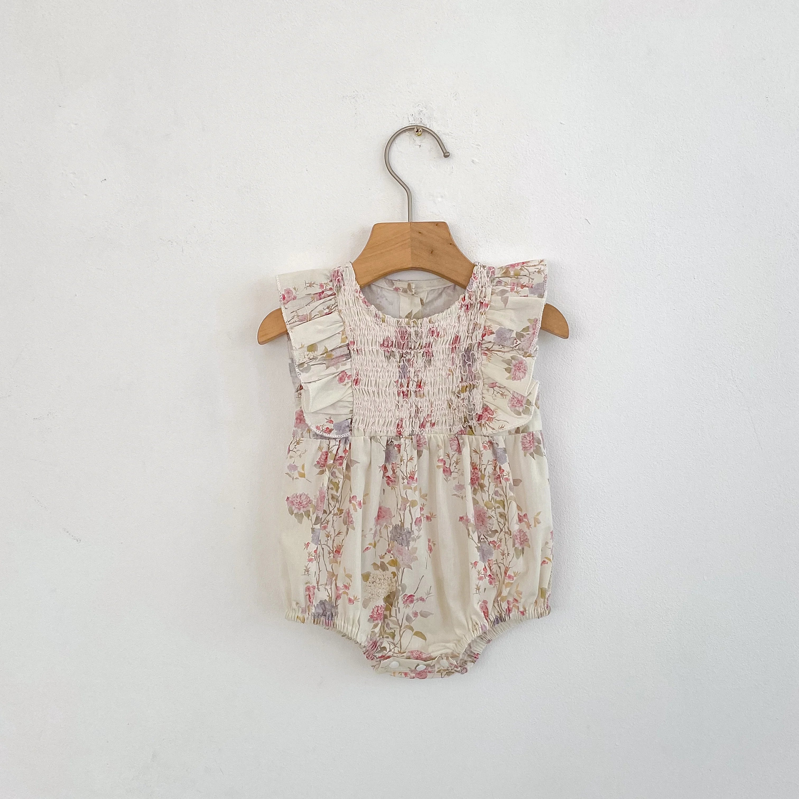 Girls Pink Floral Dress Ruffle Baby Romper Dress Summer Kids Short Sleeve Beach Dresses Toddler Bodysuit Sister Family Clothes