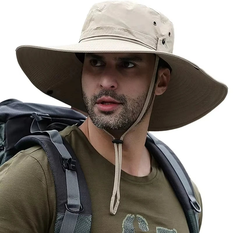 Summer Mountaineering Fishing Hat Men's UV Resistant Fisherman Hat Large Eave Outdoor Work Sun Protection Hat Sun Visor Hat
