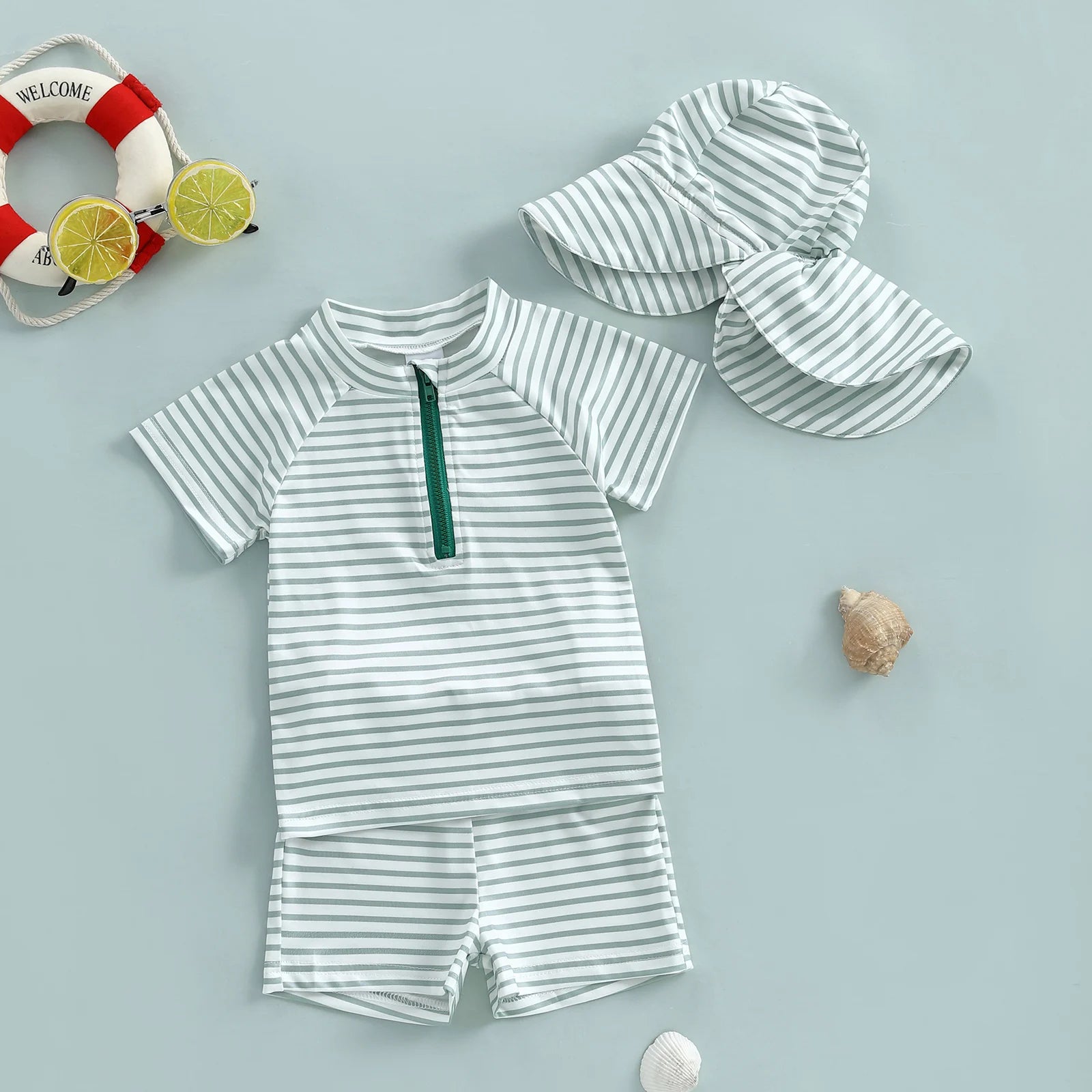 Baby Toddler Boys Swimsuit Infant Girl Swimsuits 6 12 18 24M 2T 3T 4T Bathing Suit Swimwear 3Pcs Set Rash Guard Hat