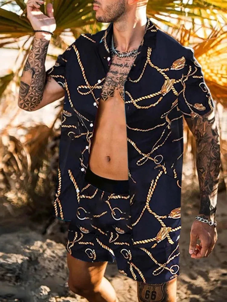 Hawaiian Shirt Sets 3D Printed Men's Casual Fashion Short Sleeves Shirts Oversized Beach Shorts Summer Streetwear Suits Clothing