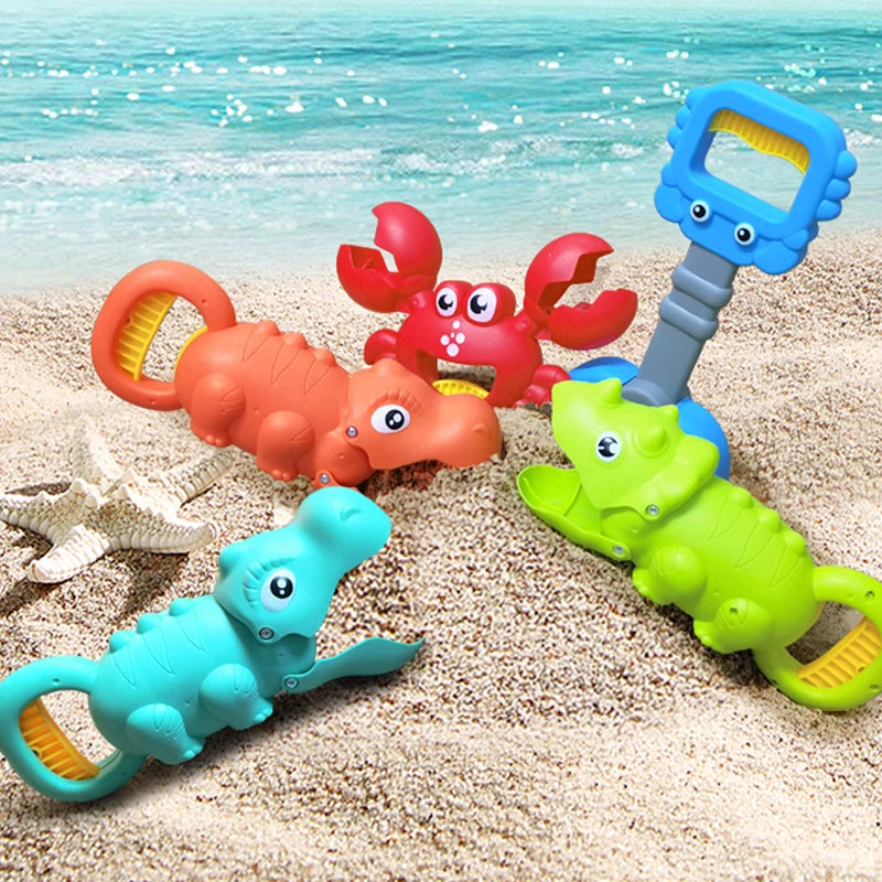 Children's beach toy, lobster, dinosaur toy clip, male and female crab foot pliers, robotic arm, beach dredging shovel set
