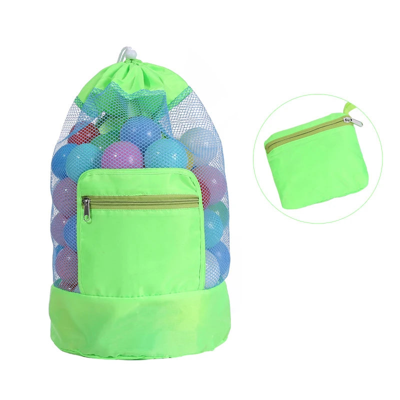 Portable Beach Bag Foldable Net Swimming Bag Children Beach Toy Organizer Storage Backpack Kids Outdoor Swimming Waterproof Bags