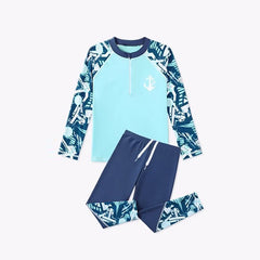 Full Body Boys Swimwear Sun Protection Kids Swimsuit Two Piece Children Long Sleeve Bathing Suit Summer Swimming Pool Clothes