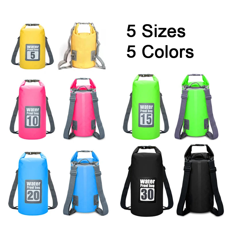 5L/10L/15L/20L/30L Outdoor Sport PVC Waterproof Storage Dry Bag For Canoe Kayak Rafting  Swimming Travel Kit Sack Backpack