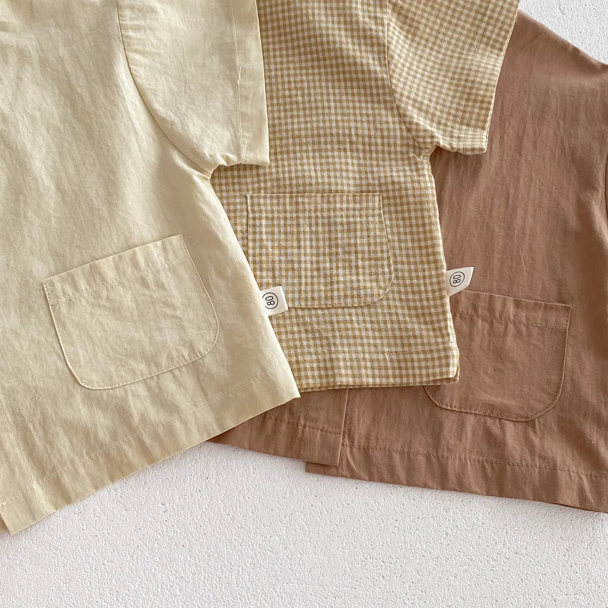 2pcs Summer Thin Short Sleeve T-shirt and Shorts Set Small Stand Collar Cool Toddler Boys Baby Girls Casual Beach Suits
