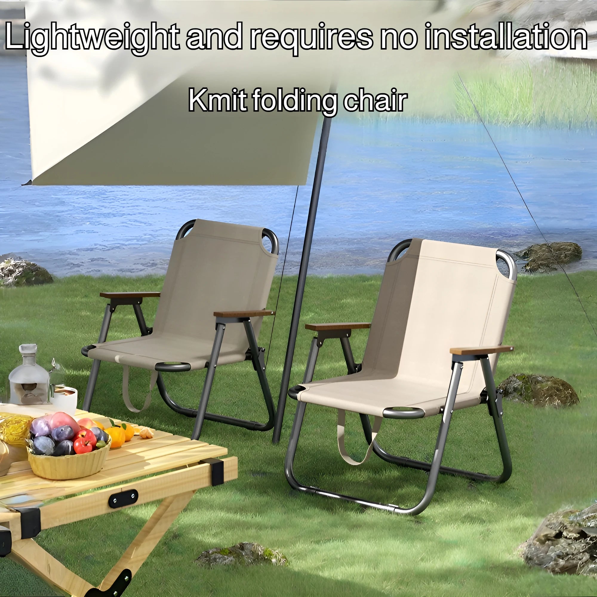 Portable Camping Chair Picnic Oxford Cloth Chair Beach Fishing Chair Outdoor Folding Beach Chair with Non-slip Mat Aluminum Blac
