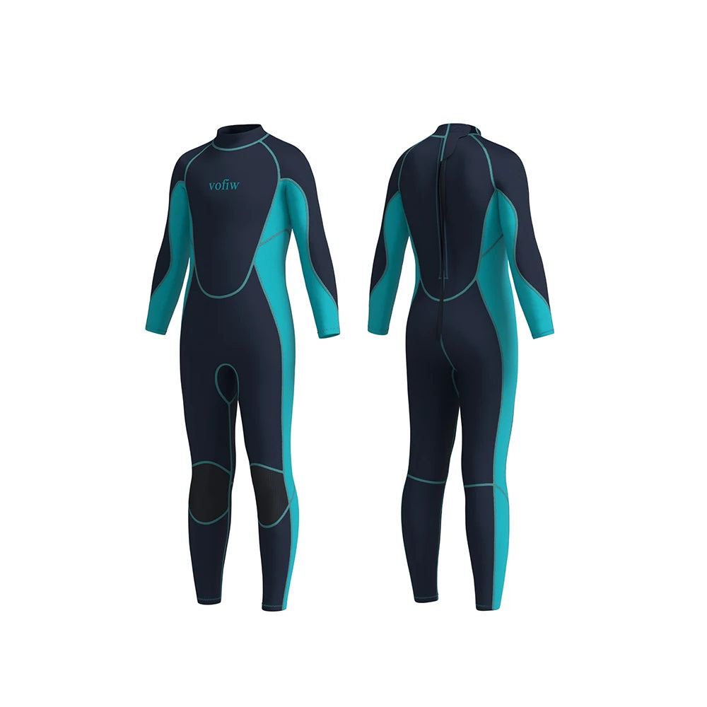 Children's 3MM Neoprene Wetsuit Back Zipper Surfing Snorkeling Swimming Suit Long Sleeves Boys Girls Kids Water Sports Swimwear