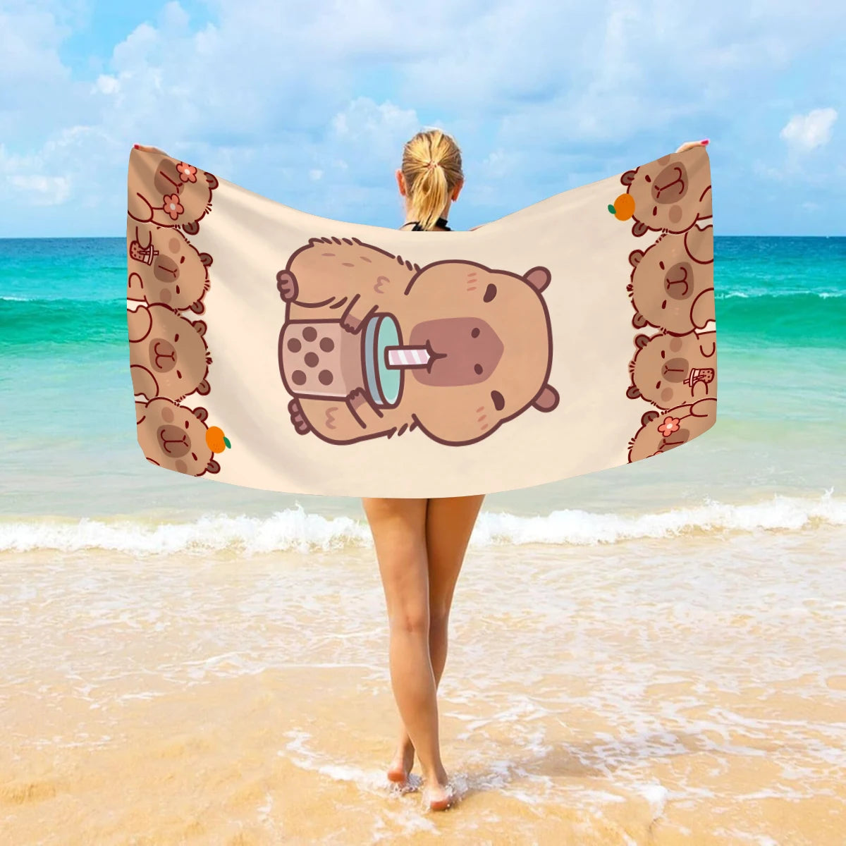 1pc Dolphin Octopus Animal Large Beach Towel, Quick drying Water absorbing Beach Towel, Swimming, Vacation, Camping Beach Towel