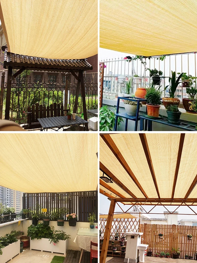 85~90% Shading Beige Virgin HDPE Sunshade Net Balcony Screen Outdoor Anti-UV Sunscreen Fabric Camping Sun Shade Net