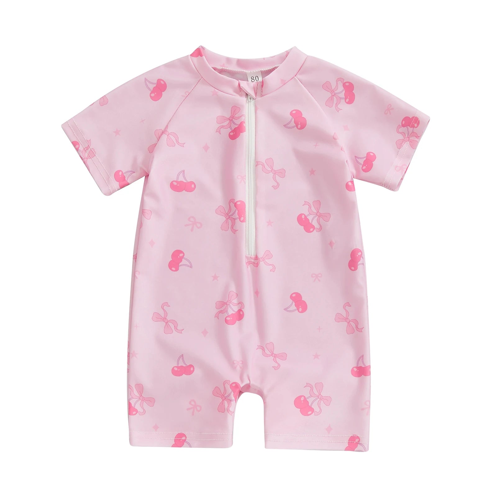 0-3Years Baby Boy Girl Rash Guard Swimsuits Fashion Print Short Sleeve Zip Up Rompers Bathing Suit Toddlers Swimwears Beachwear