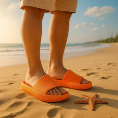 EVA Thick Sole 4cm Beach Slippers Cloud-Like Comfort Home Use Couple Height Increasing Indoor Solid Color Summer Sandals