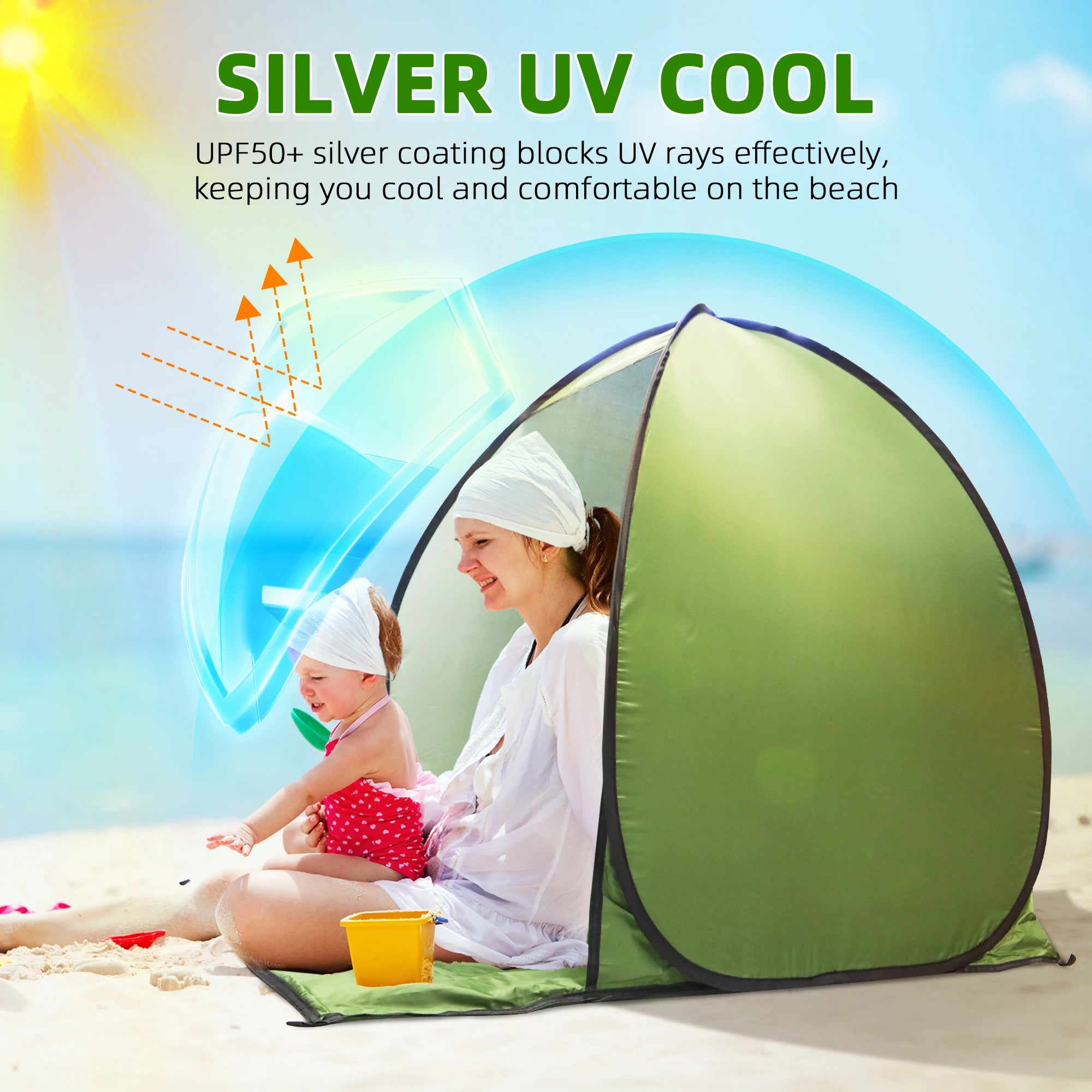 Pop-Up Beach Tent UV-resistant & Waterproof Sun Shade Shelter for Camping