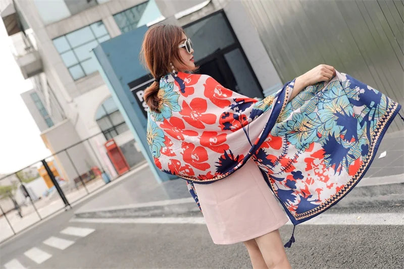 Fashions 90x180cm Twill Cotton Pareo Beach Cover-Ups Women Large Beach Dress Bikini Bathing Swimwear Cover Up Sarong Wrap Scarf