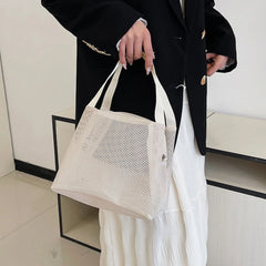 Large Capacity Travel Mesh Bag Portable Cosmetic Zipper Pouch with Handle New Design Makeup Toiletry Beach Bag