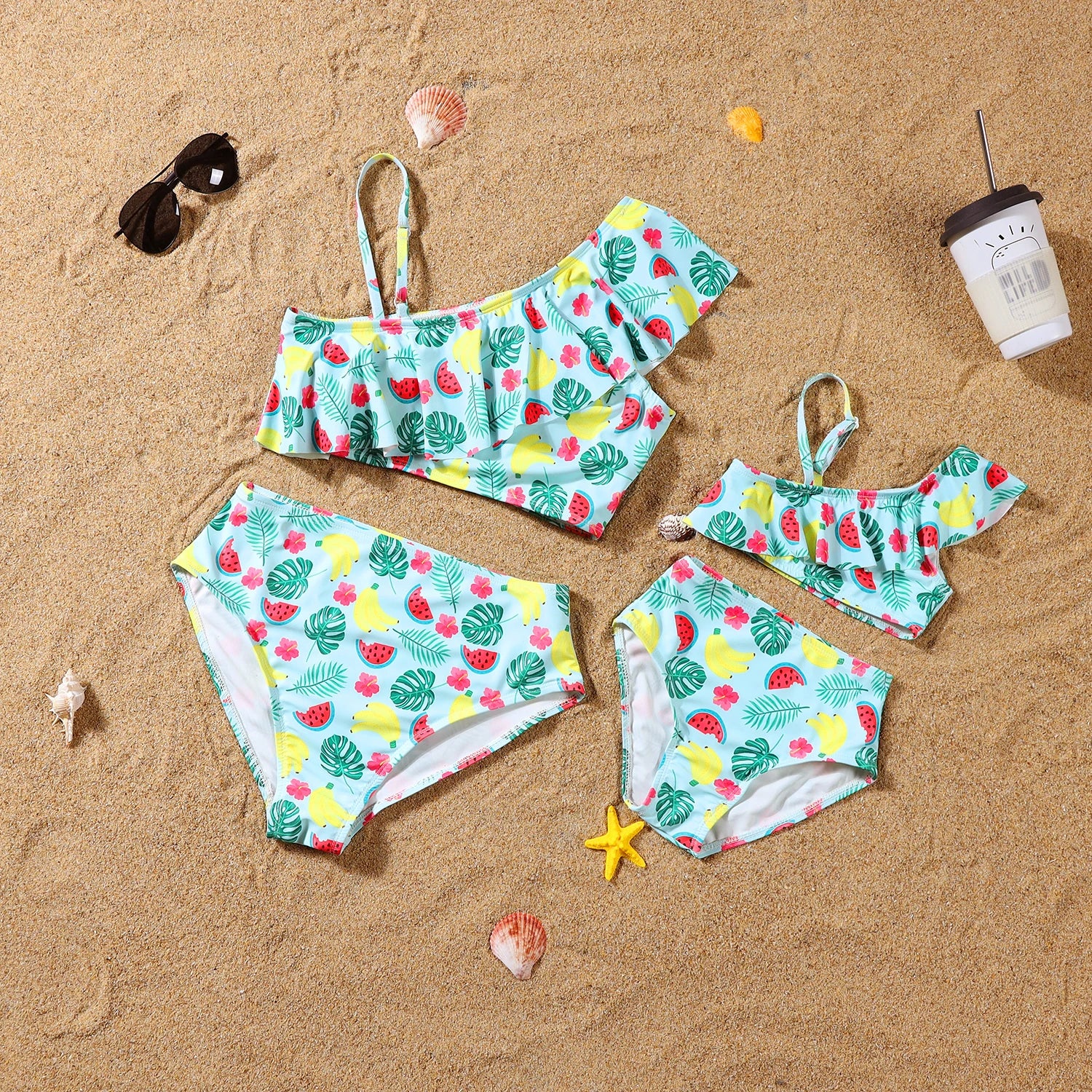 2023 Leaf Swimsuits Family Matching Outfits Look One-Piece Mother Daughter Swimwear Mommy and Me Clothes Father Son Swim Shorts