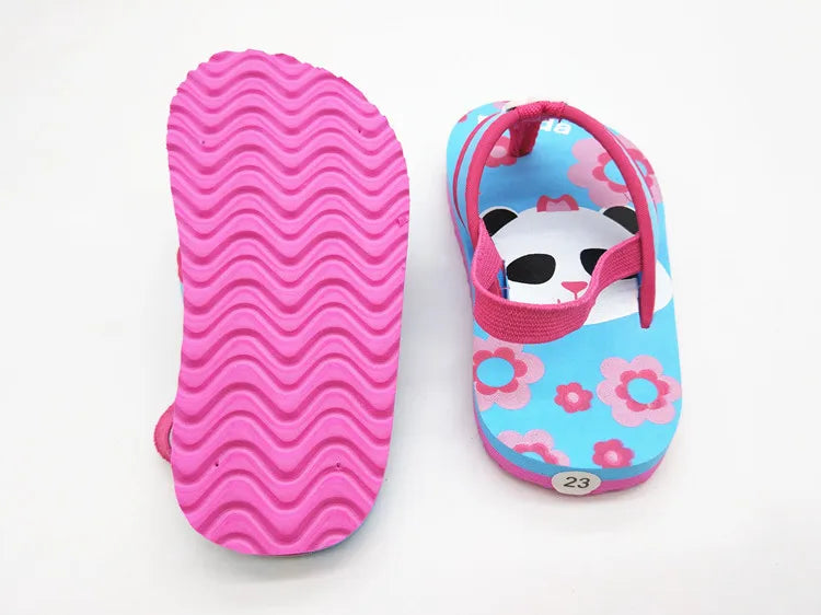 2026 Summer Children Cute Cartoon Animal Slippers Beach Shoes Kids Flip Flops Elastic Band Anti-slip Sandals Boys Girls Slippers