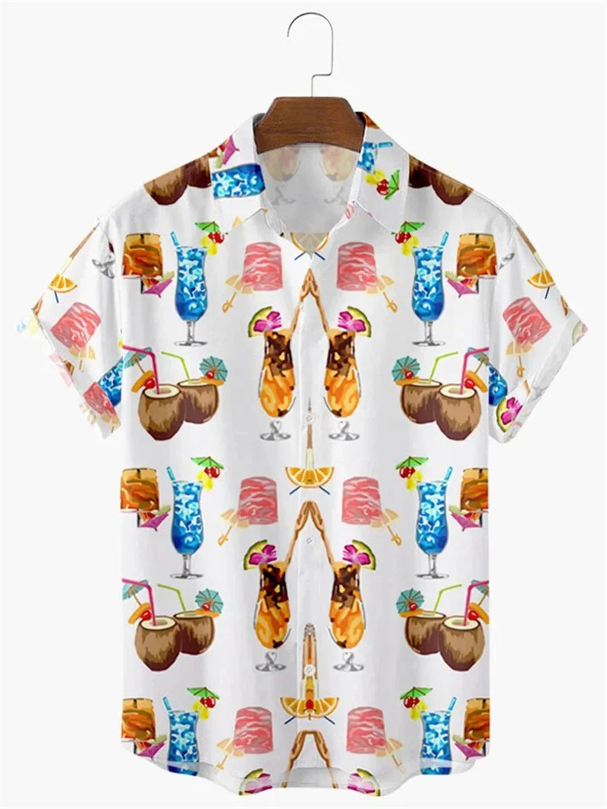 Men's Shirt 2024 Flower Pattern Short Sleeve Polo Neck Shirt Summer New Comfortable Fabric Hawaiian Shirt Plus Size XS-5XL