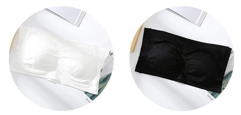 1pcs Women's Bra Plus Size Strapless Bra Thin Removable Chest Cushion Top Stretchy Seamless Invisible Bra S-6XL