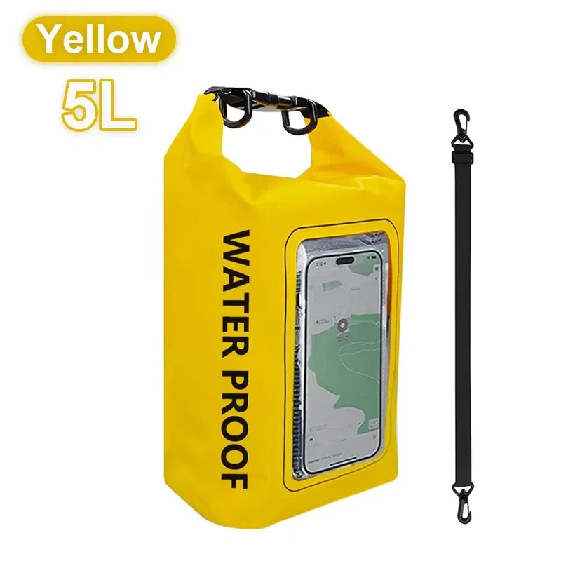 2L/5L Waterproof Dry Bag Touch Screen Swimming Waterproof PVC Bag Rafting Floating Outdoor Sport Bag Surfboard Kayak Storage Bag
