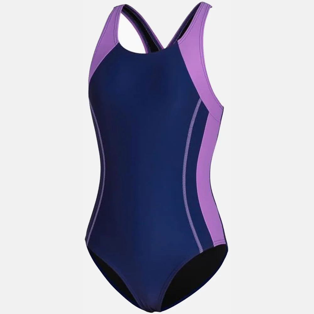 Anfilia Girls One-piece Swimsuit Scoop Neck High Elastic Racerback & Keyhole Modest Leg Cut with Removable Padded Swimwear