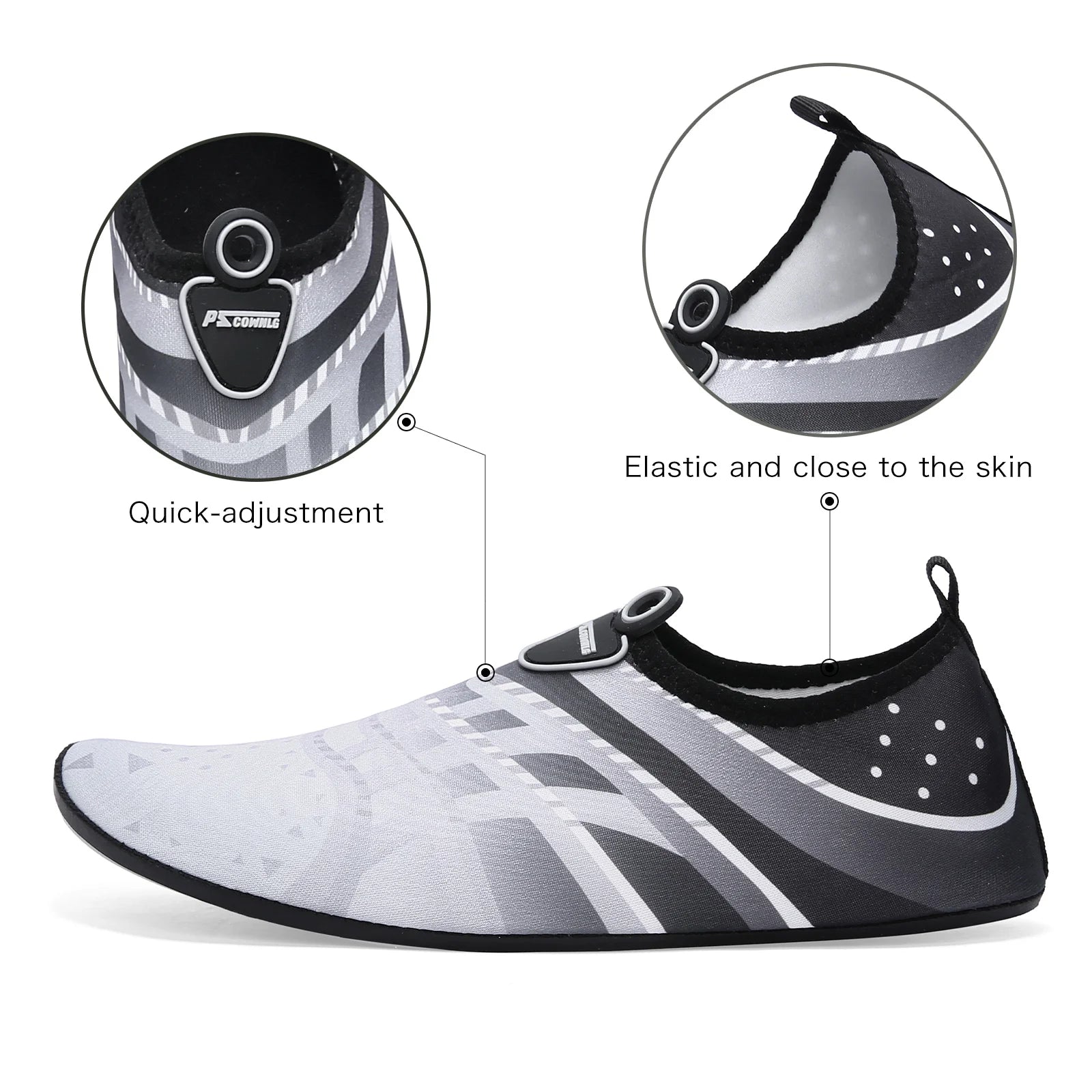 New Beach Shoes Wading Upstream Shoes Non-Slip Water Socks Swimming Shoes Breathable Treadmill Soft Shoes Black Soft Soled