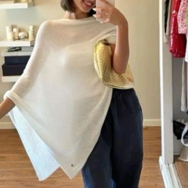 Boho Beach Vacation Cover-ups Irregular Knitted Crop Tops Y2k Aesthetic Vintage Smocked T-shirt Summer Going Out Pullovers Tees