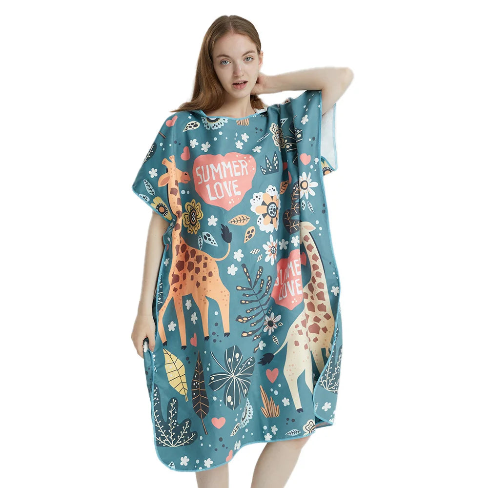 Surf Poncho Towel Poncho Quick-Dry Towel Hoodie Microfiber Beach Robe Changing Poncho Swim Towel Beach Poncho For Adults (A26)