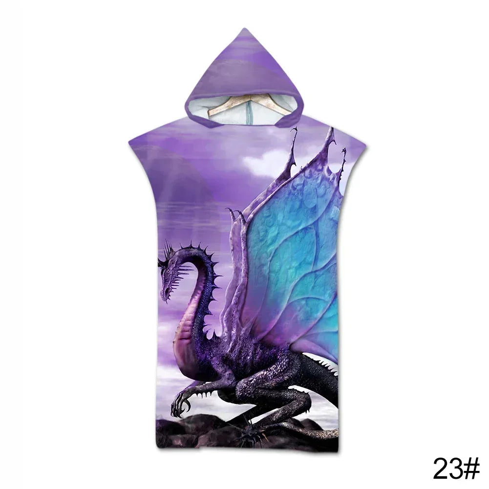 Printed Hooded Beach Towel For Adults Child Quick Dry Swimming Pool Poncho Bath Towel With Cloak Bathrobe Swimming Towels