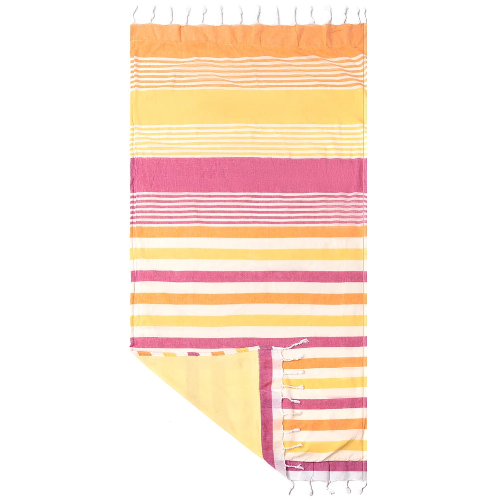 100% Cotton Turkish Tassel Beach Towel Double Layer Thickened, Soft and Sandproof Lightweight, Suitable for Outdoor Traveling