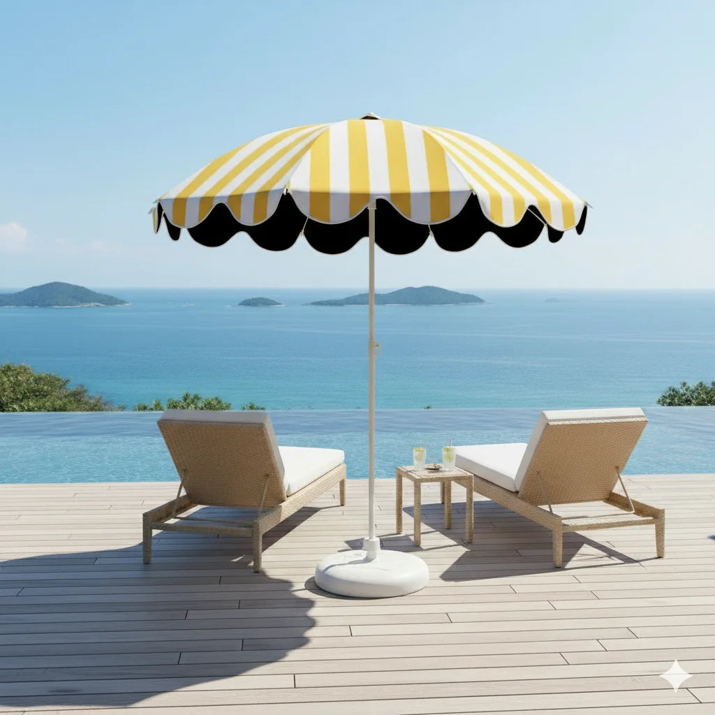 Adjustable Height UPF50+ UV Protection Beach Sun Umbrella (Base Not Included) for Balcony Or Patio Outdoor Shade Umbrella