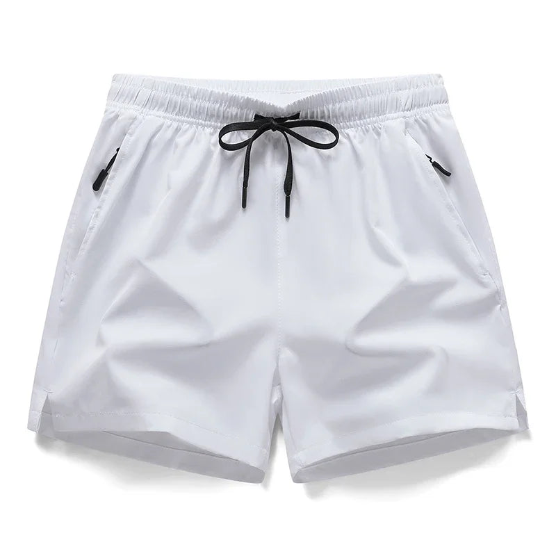 3/4 Sport Shorts Summer Men Casual Solid Ice Silk Light Sweat Absorb Quick Dry Running Fitness Outdoor Loose