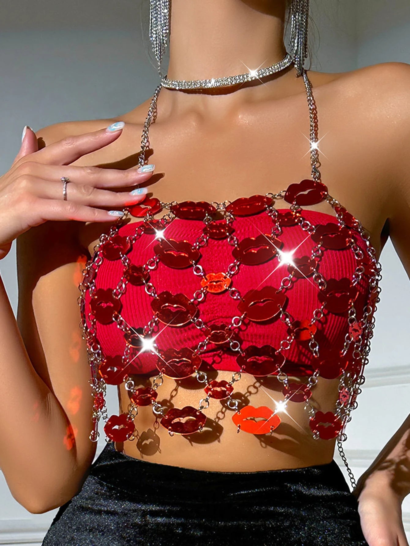 Sexy See Through Metal Sequin Maxi Skirt Women Summer Y2K Gothic Long Skirts for Woman Night Club Rave Outfit Beach Dress Sets H