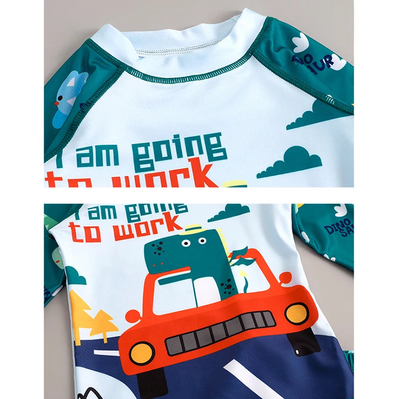 Children Surfing Suit Boys 2 to 3 4 5 6 7 8 9 10 11 Years Kids Swimming Suits Girls Spf 50+ Long Sleeves Stripe Swim Tops+Trunks