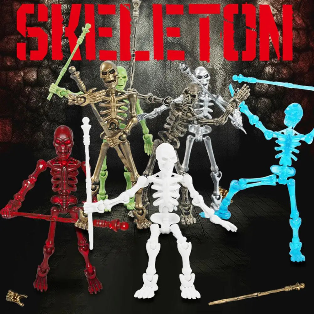 Halloween Magnetic Middle Ages Skeleton Posable Skeleton Human Shape Bones Halloween Haunted House Horror Props Skeleton Doll