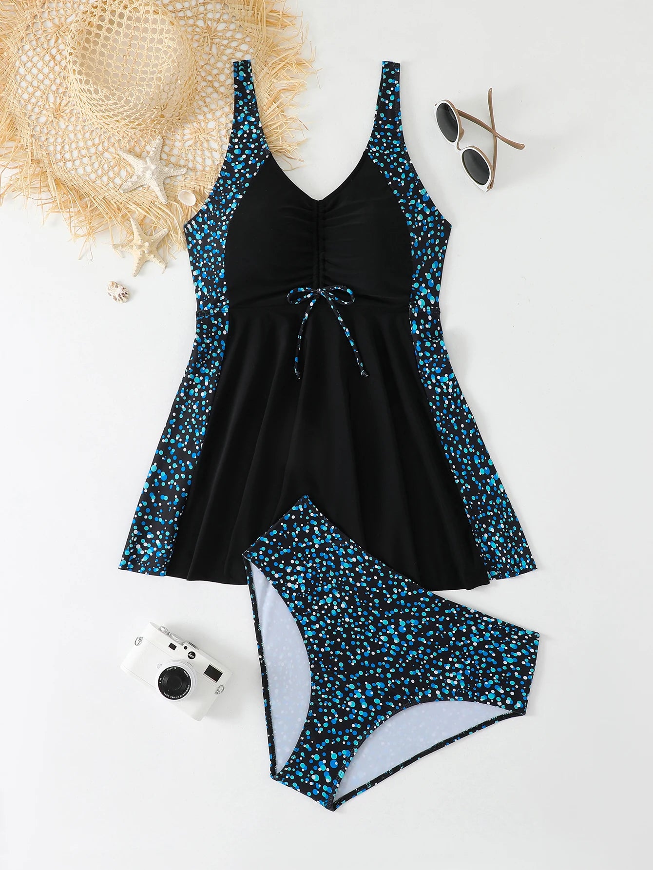 Swimsuit Women Leopard Large Plus Size Tankini 2 Pieces Swimwear Female Bathers Bathing Swimming Swim Suit Beach Dress 5XL