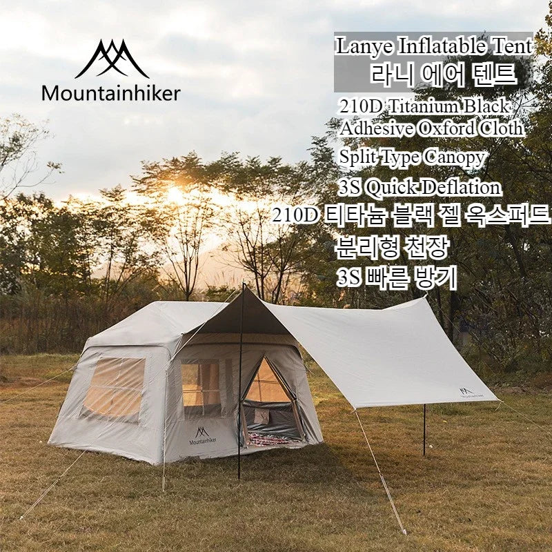 MOUNTAINHIKER 3-5 Person Portable Camping Tent Waterproof Family Beach Tent Quick Opening, Anti-UV Hand Air Pump Inflatable Tent