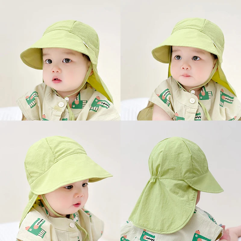 Quick-drying Baby Sun Hat Outdoor Wide Brim Beach Bucket Hat Summer UV Protection Kids Boys Girls Sunscreen Caps