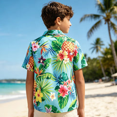 Boys Hawaiian Shirt Kids Summer Beach School Gift Casual Top Teenager Novelty Fashion Daily Holiday Birthday Tee